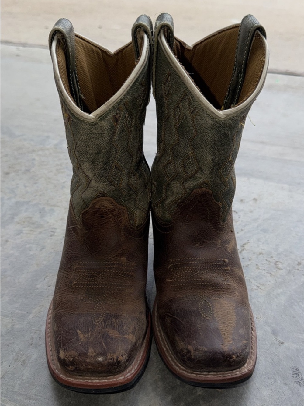 Kids Brown & Olive Cowboy Boots